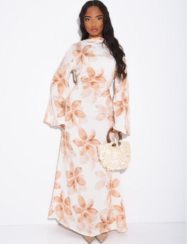 Women's Long-sleeve Plus-size Printed Dress by Ricaloux