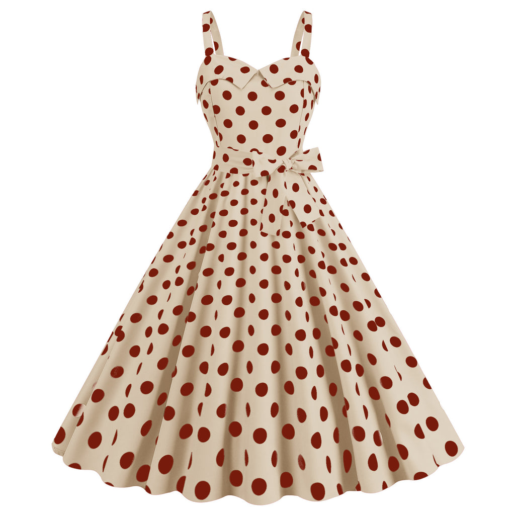 Polka-dot Print Vintage Swing Dress by Ricaloux