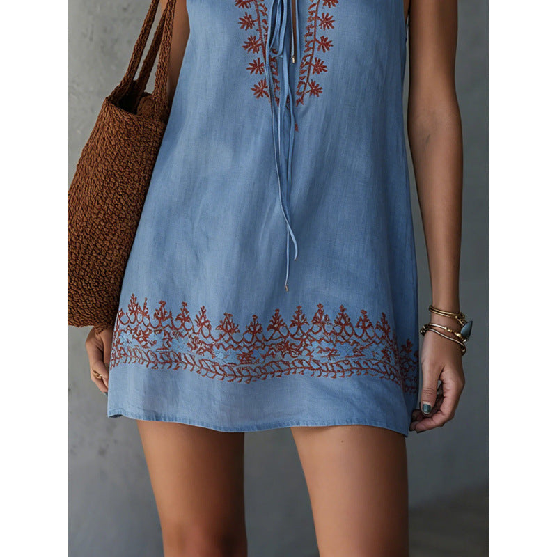 Embroidered Sleeveless Vest Womens Dress by Ricaloux