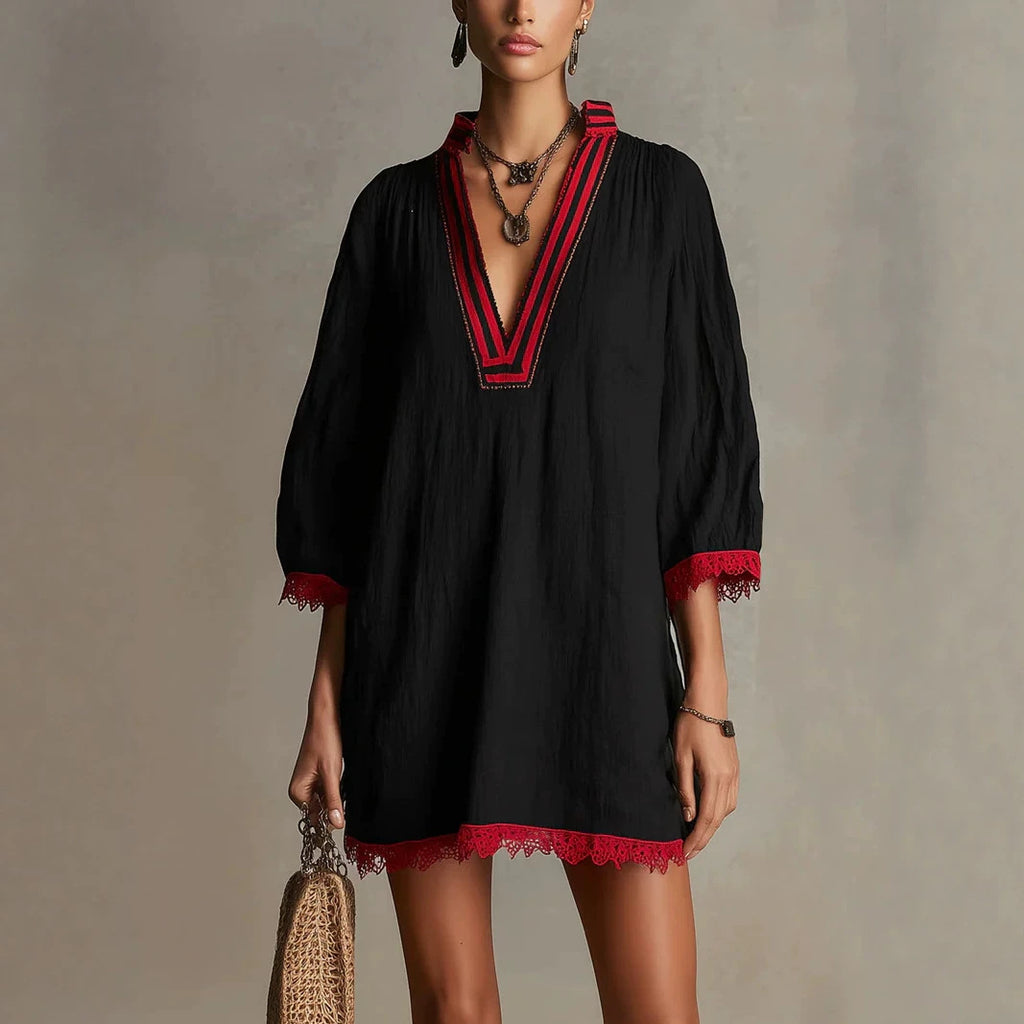 Womens V-neck Loose Casual Dress by Ricaloux
