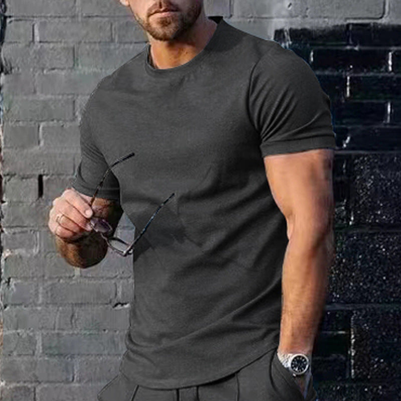 Mens Summer Solid-Color Crew-Neck Short-Sleeve Top – Premium 0 | RICALOUX