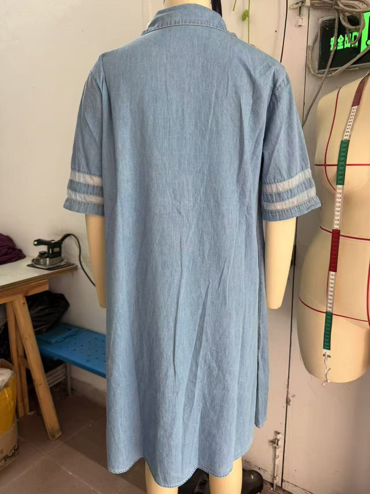 Womens Denim Shirt-Style Casual Dress by Ricaloux