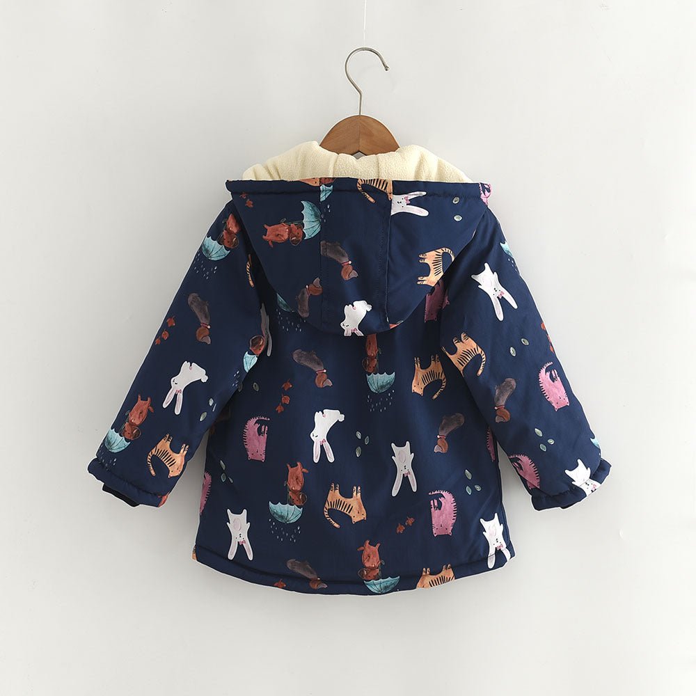 Winter New Cartoon Printed Windproof Girl Velvet Cotton Clothes - RICALOUX