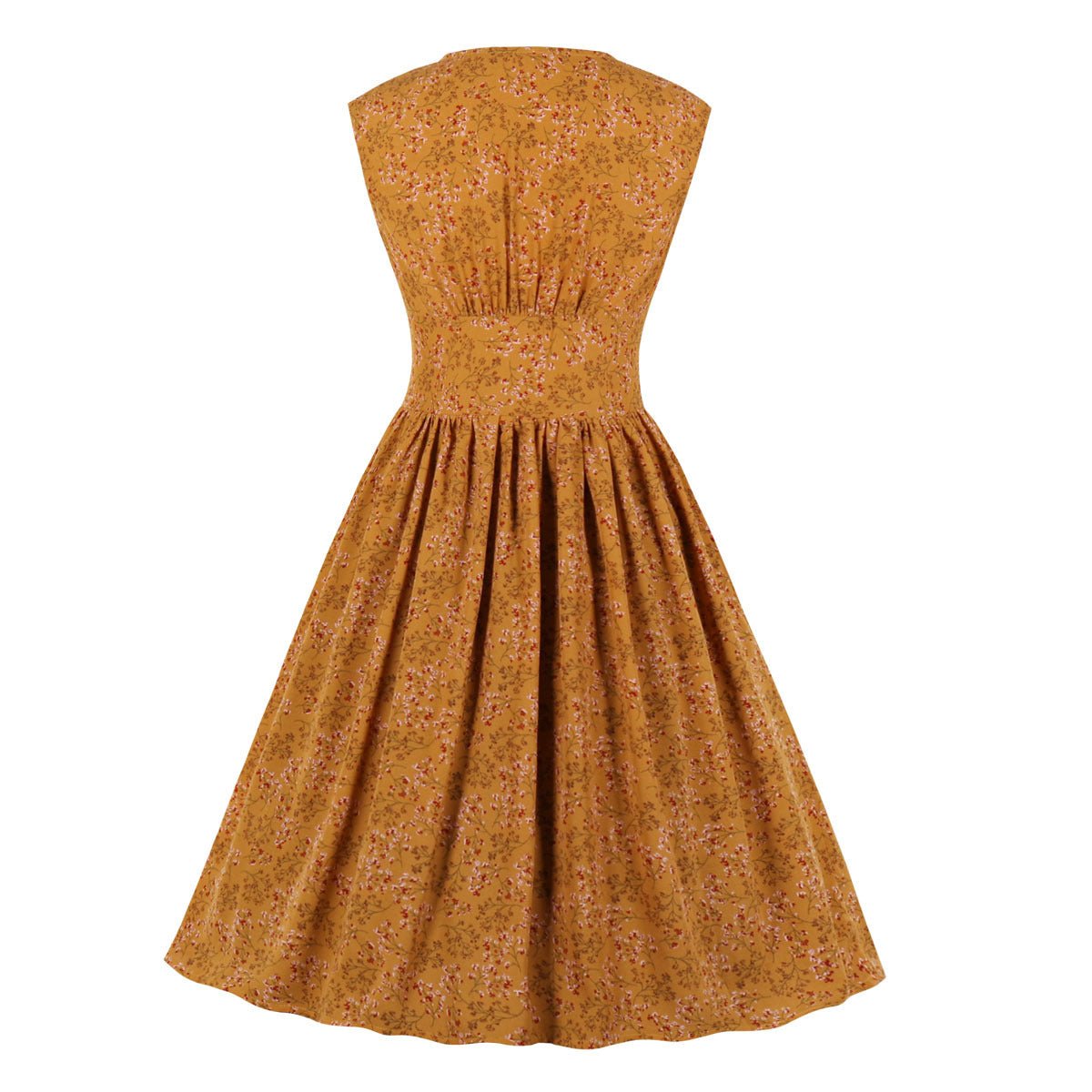 Women's long sleeveless retro floral dress - RICALOUX