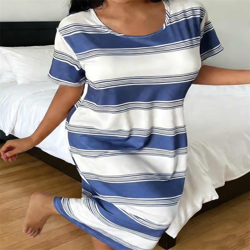 Printed Casual Plus Size Loungewear Dress by Ricaloux