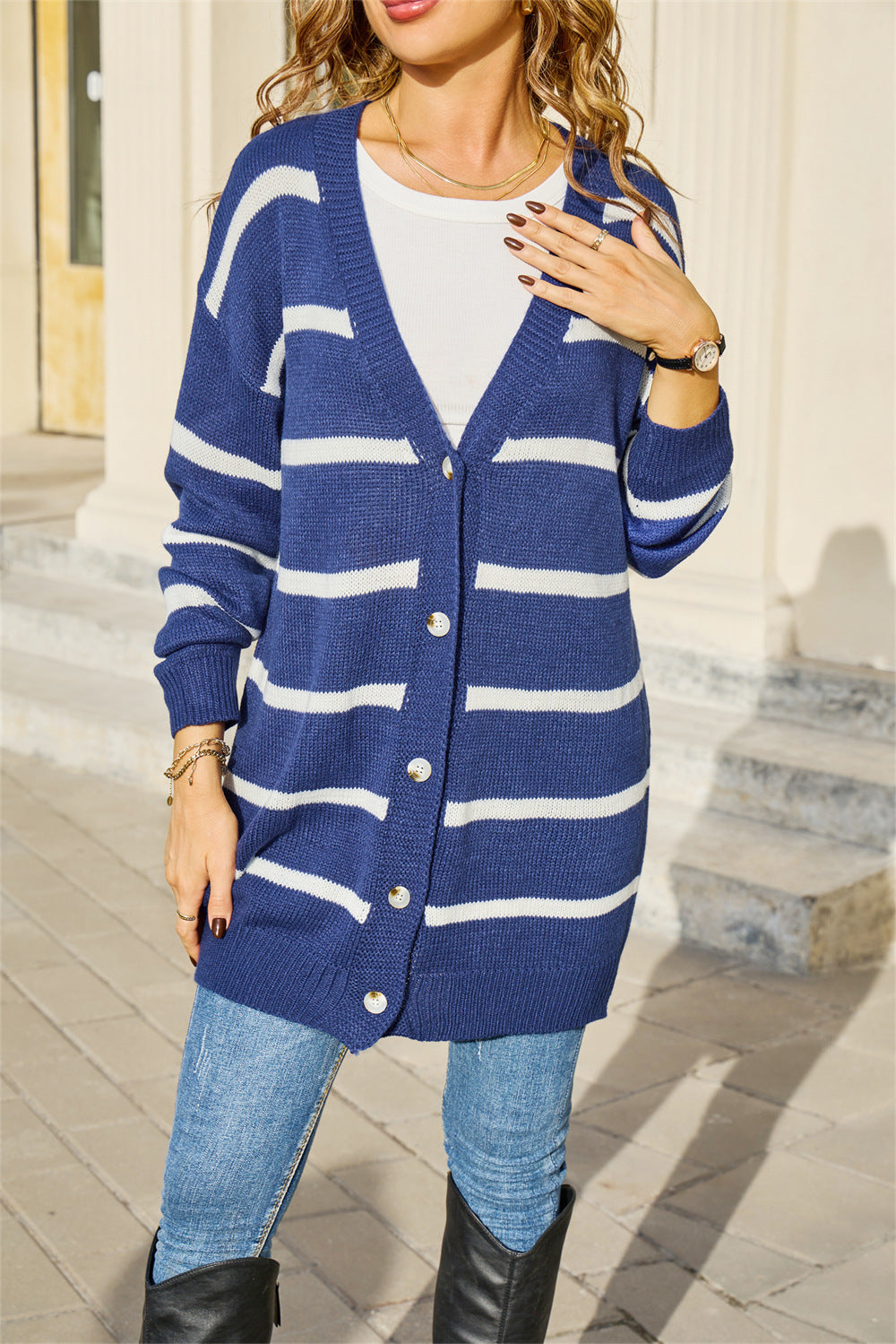 Minimalist Versatile Striped Jacket With Buttons – Premium 0 | RICALOUX