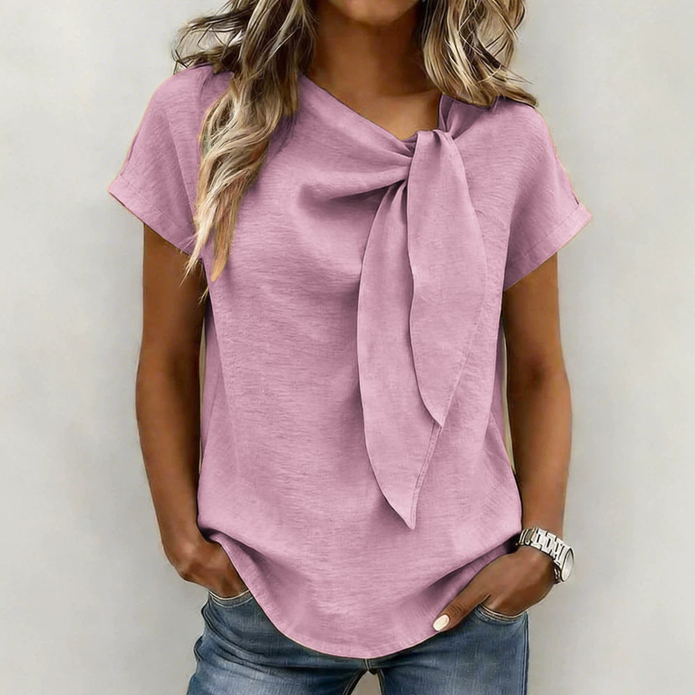 Womens Casual Loose-fit Fashionable Short-sleeve Top by Ricaloux