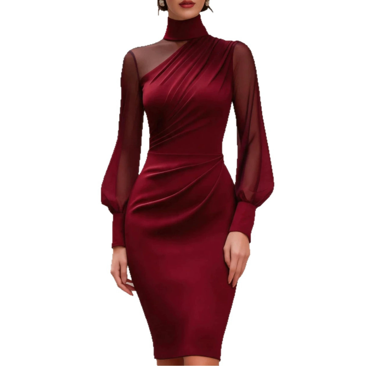 Turtleneck Slim-fit Sheath Dress by Ricaloux