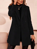 Womens Solid Color Casual Slim-fit Midi Wool Coat – Premium 0 | RICALOUX