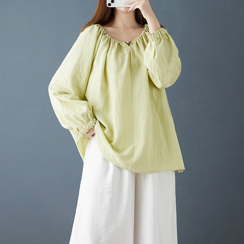 Plus-size Loose-fit Womens Blouse With Ruffled Lace Trim – Premium 0 | RICALOUX