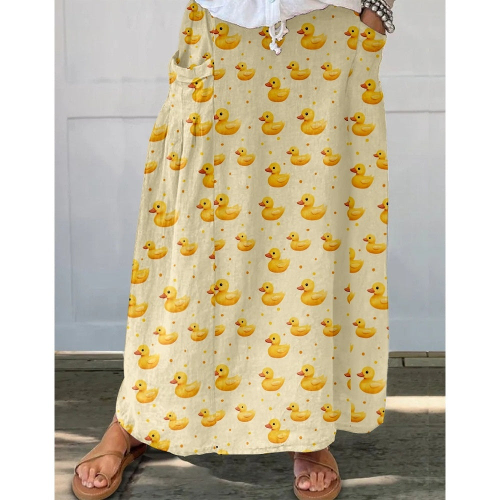 Womens Fashionable Printed Plus-Size Skirt With Pockets by Ricaloux