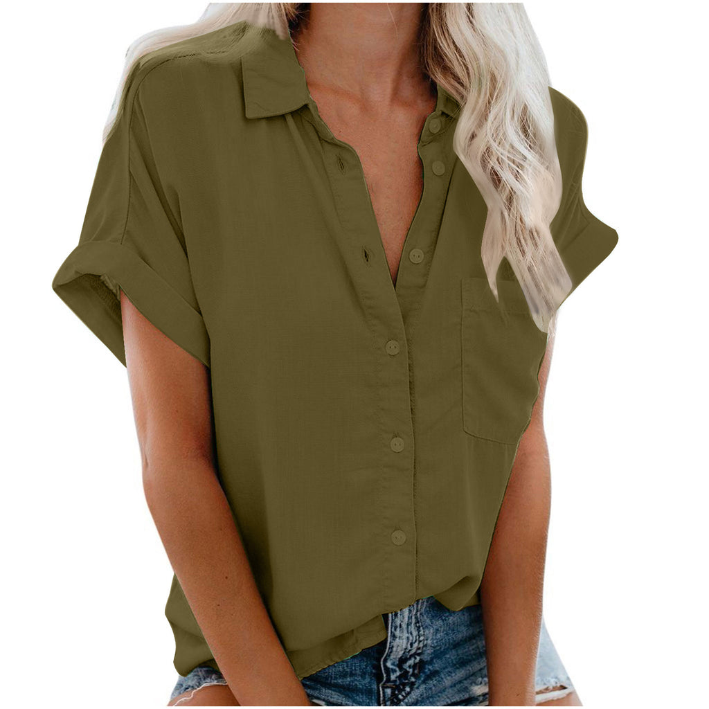 Ladies Lapel Button Shirt Summer by Ricaloux