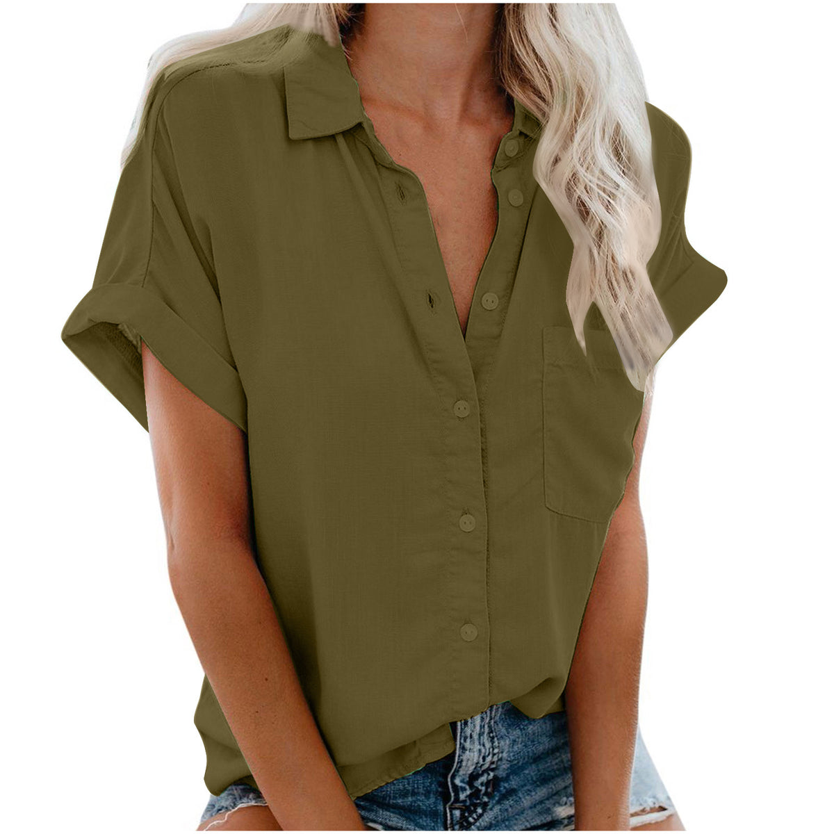 Ladies Lapel Button Shirt Summer by Ricaloux