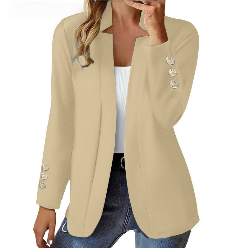 Womens Suit Long-sleeve Cufflink Cardigan Jacket by Ricaloux