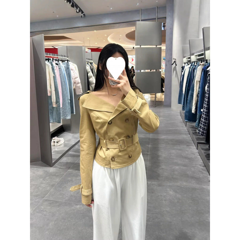 Womens Lapel Double-breasted Trench Coat – Premium 0 | RICALOUX