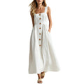 Solid-color Decorative-Button Womens Casual Dress by Ricaloux