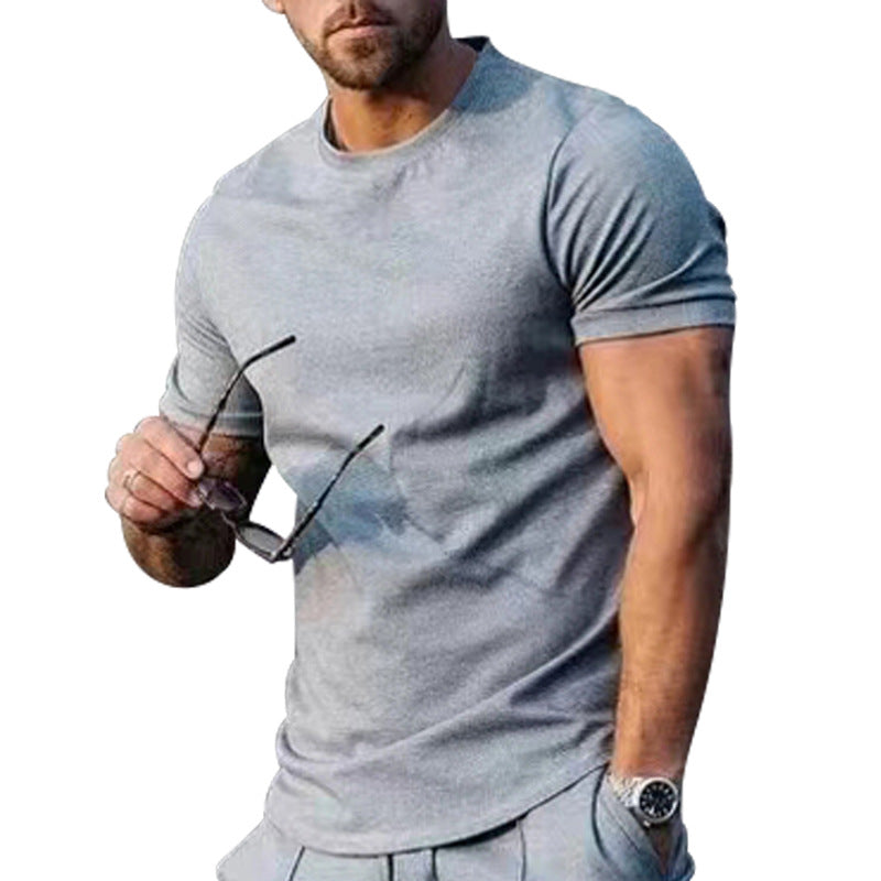 Mens Summer Solid-Color Crew-Neck Short-Sleeve Top – Premium 0 | RICALOUX