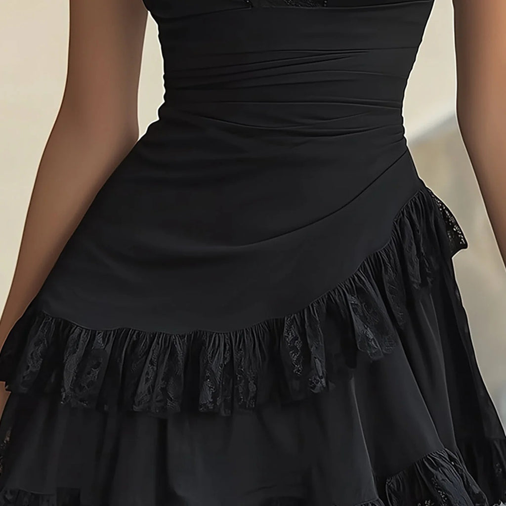 Ruffle-trimmed Figure-flattering Short Dress For Bold by Ricaloux
