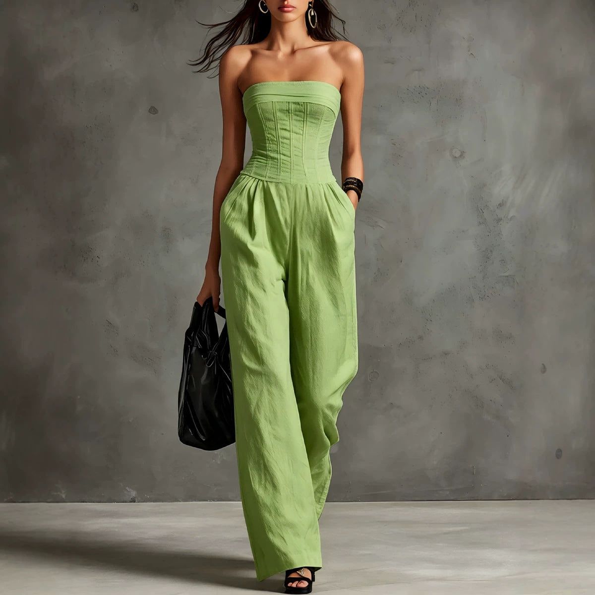 Womens Elegant Solid-color Vintage Jumpsuit by Ricaloux