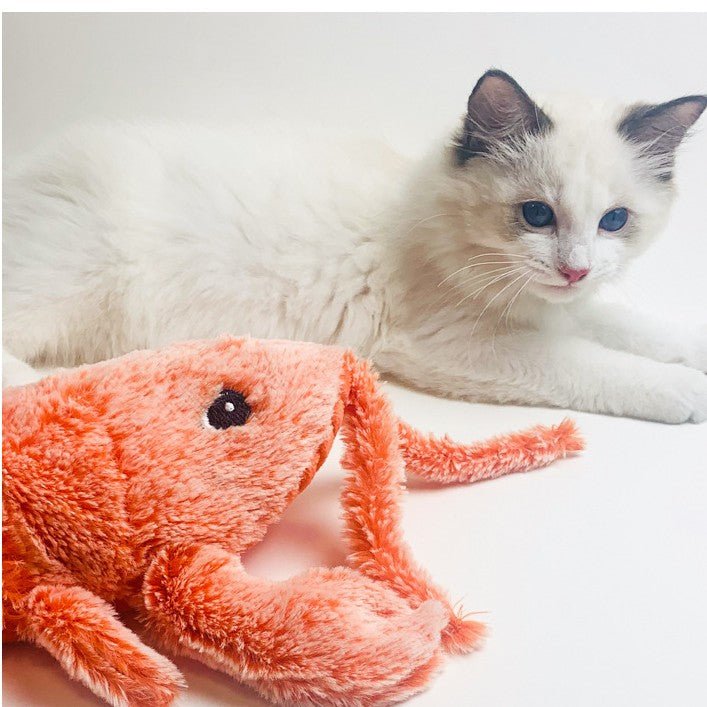 Pet Toys Electric Jumping Shrimp USB Charging Simulation Lobster Funny Cat Plush Pets Toy - RICALOUX