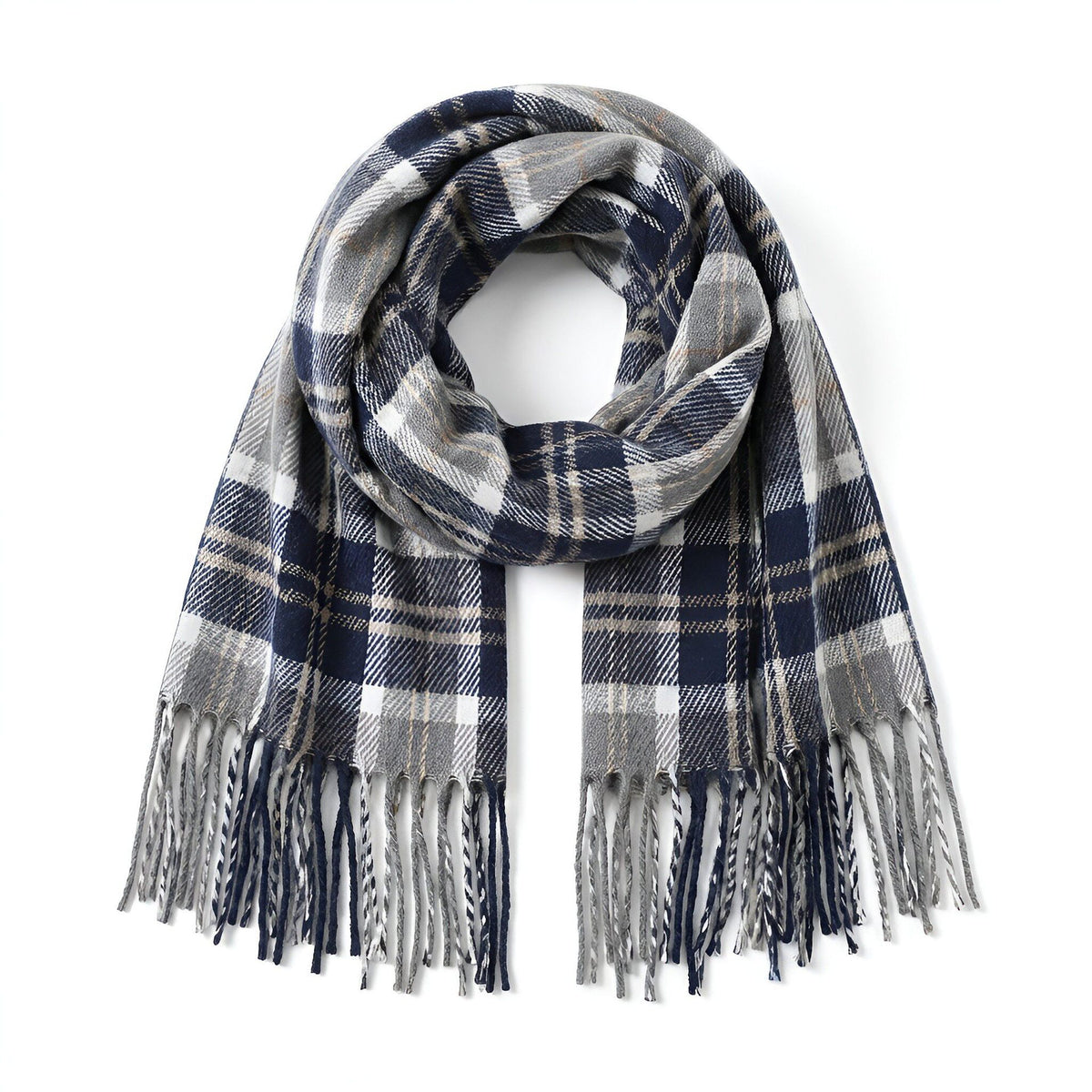 British-style Mens And Womens Couple Tassel Scarf With Large Plaid Pattern – Premium 0 | RICALOUX