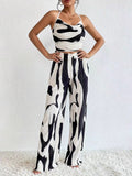 Large-Check Print Halterneck Wide-Leg Pants Casual Set by Ricaloux