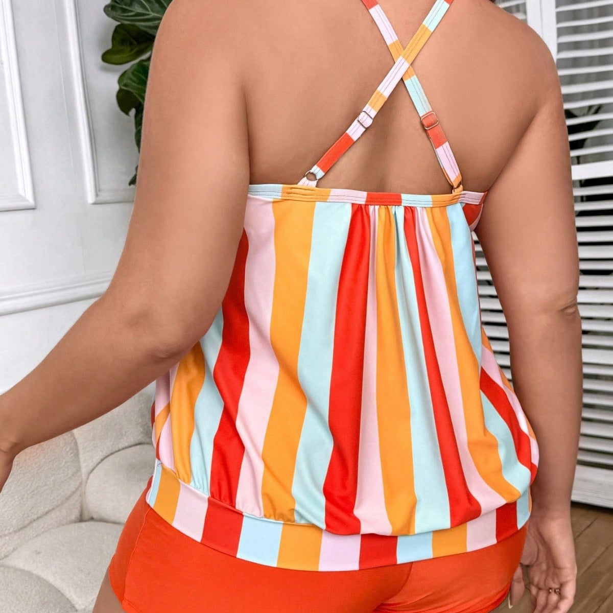 New Plus-Size Two-Piece Striped Swimsuit For Women – Premium 0 | RICALOUX