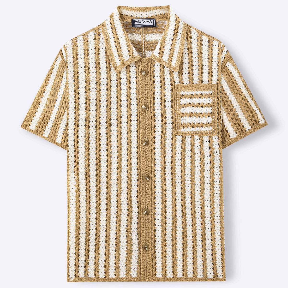 Mens Retro Striped Hollow-Out Knit Sweater by Ricaloux