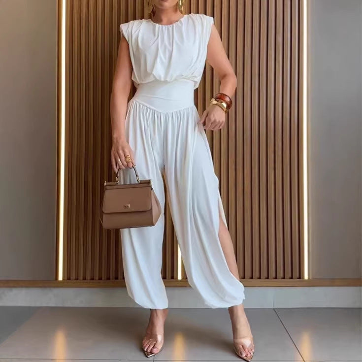 Womens Fashion Loose-fit Elegant Waist-cinching Jumpsuit by Ricaloux