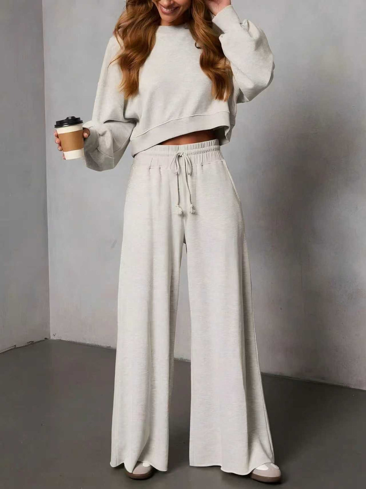 2026 New Summer Women's Solid Color Tie Loose Wide Leg Draped Pants by Ricaloux