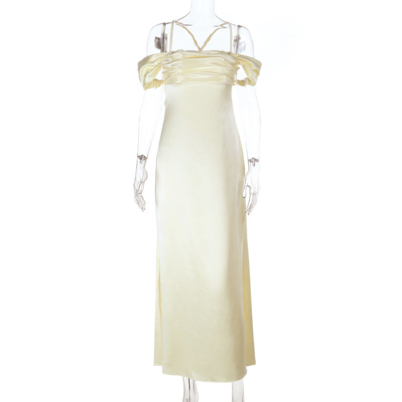Strapless Satin Off-shoulder Evening Gown Dress by Ricaloux