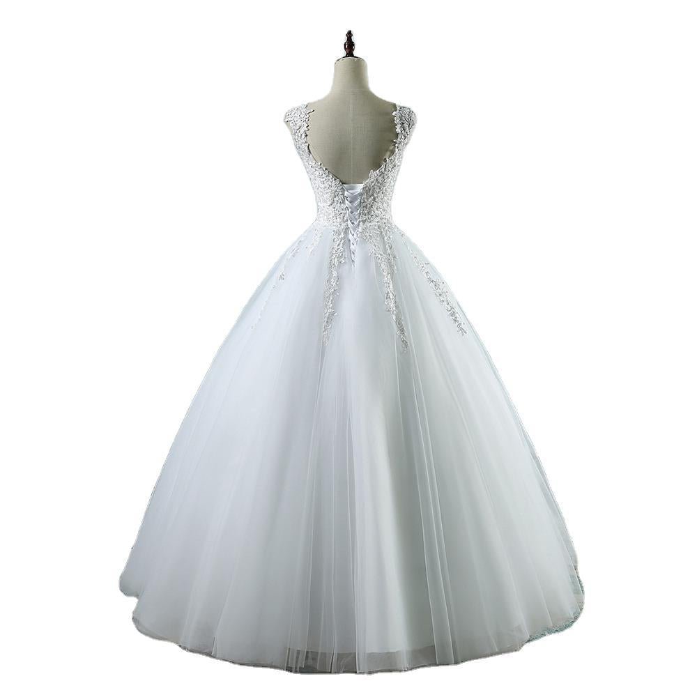 High Waist Wedding Dress With Deep V-neck - RICALOUX