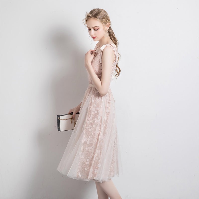 Deep V Suspender Bud Dress Design Sense - RICALOUX