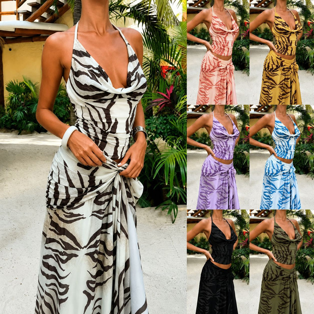 Womens Halter-top Blouse And Skirt Two-piece Set – Premium 0 | RICALOUX