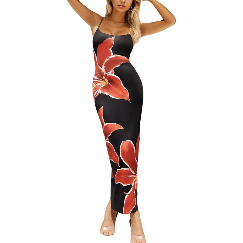 Bodycon Printed Strap Dress European And American Style by Ricaloux