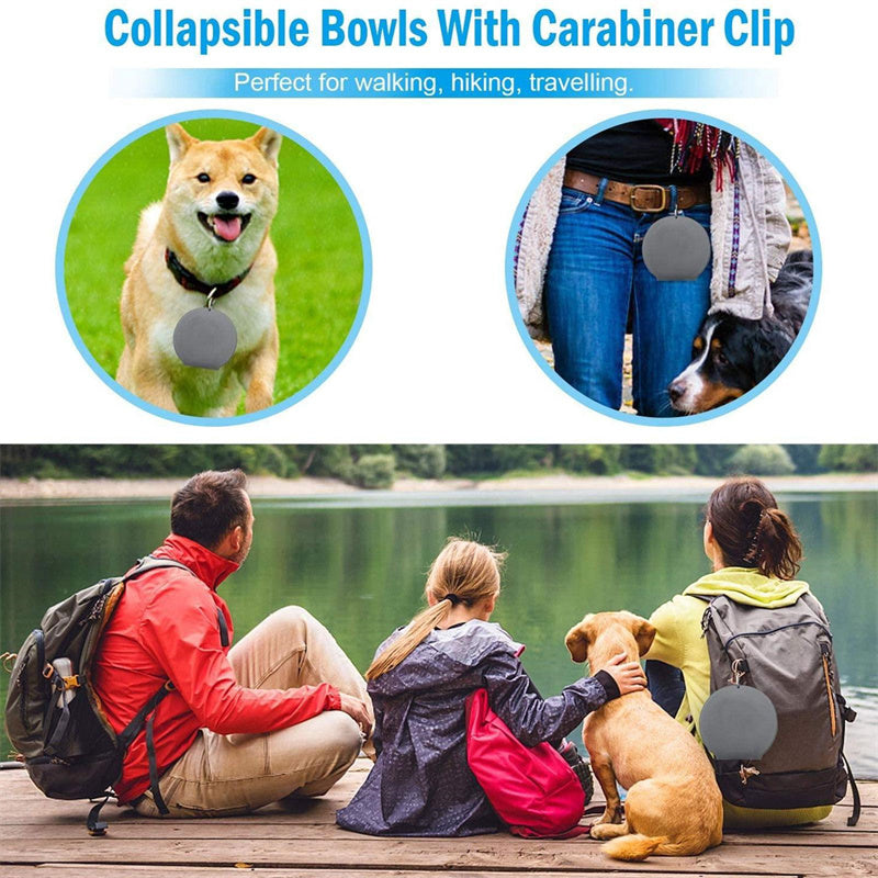 Rubber Foldable Double Bowl Pet Feeding Bowl Pets Supplies Dog Cat Bowls by Ricaloux