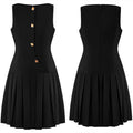 Womens Elegant Sleeveless Pleated Dress by Ricaloux
