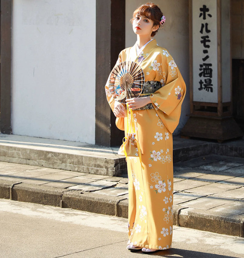 Elegant Young Ladys Japanese-style Kimono Formal Wear Womens Modernized Kimono And Yukata by Ricaloux