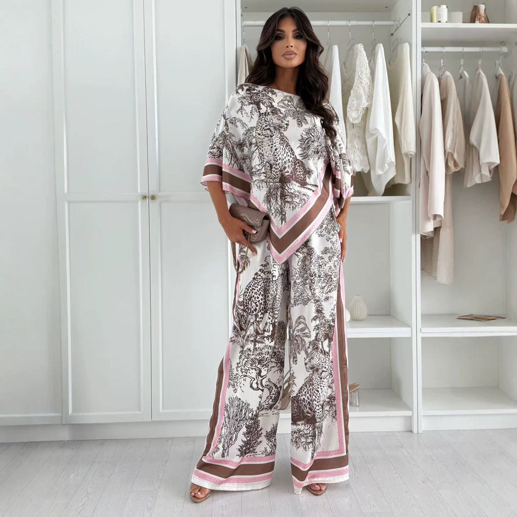 Fashionable Printed Top Patterned Pants Set by Ricaloux