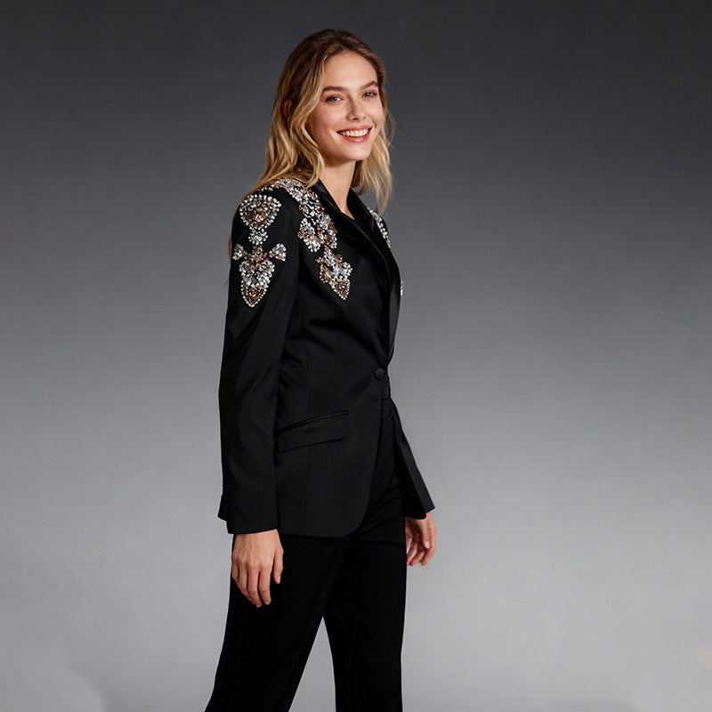 Heavy-duty Diamond-embellished Womens Blazer – Premium 0 | RICALOUX
