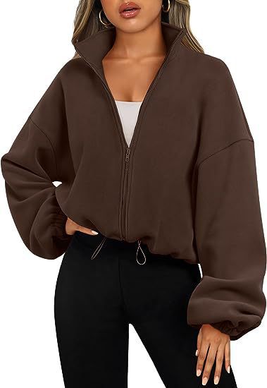Women's Polar Fleece Sports Velvet Stand Collar Zipper Jacket - RICALOUX