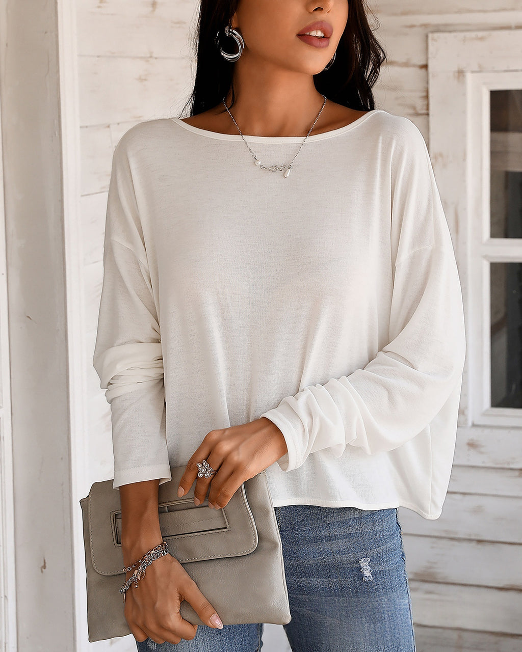 Decorative Long-sleeve Sun-protection Versatile T-shirt by Ricaloux