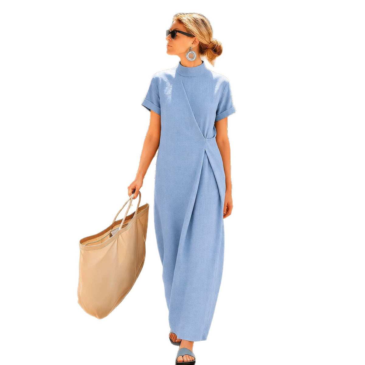 Women's Crew-neck Short-sleeve Dress by Ricaloux