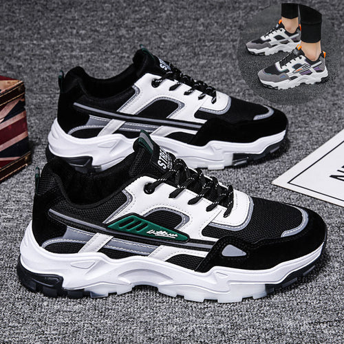 Black White Lace-up Sneakers Men Outdoor Breathable Csual Mesh Shoes Lightweight Running Sports Shoes – Premium 4 | RICALOUX