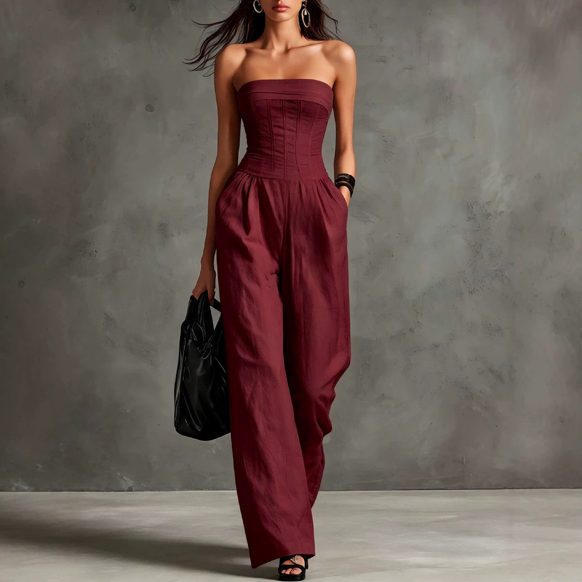 Womens Elegant Solid-color Vintage Jumpsuit by Ricaloux
