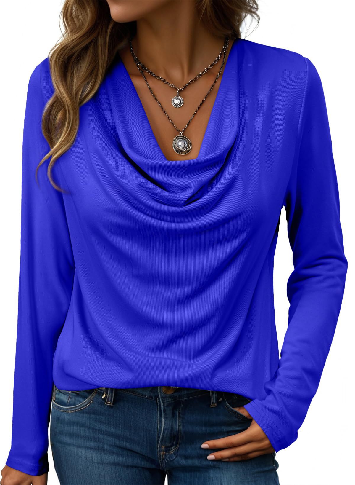 Womens Turtleneck Long-sleeve Loose-fitting Top by Ricaloux