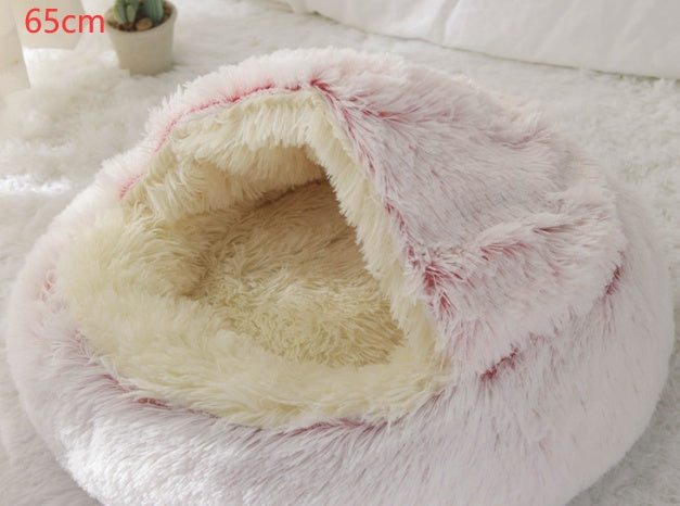 2 In 1 Dog And Cat Bed Pet Winter Bed Round Plush Warm Bed House Soft Long Plush Pets Bed Pet Products by Ricaloux