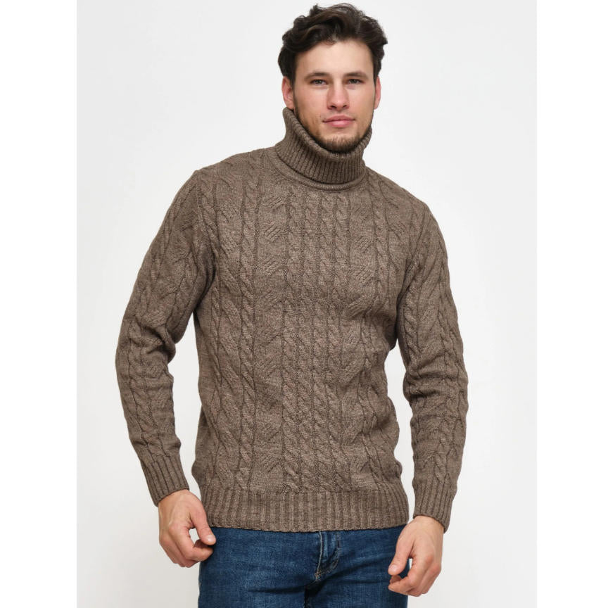 Mens Turtleneck Cable-Knit Sweater In Plus Sizes – Premium 0 | RICALOUX