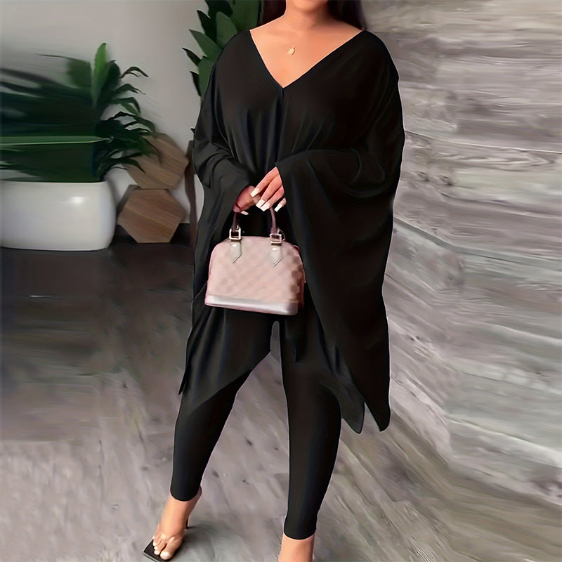 Fashionable Homey Solid-color Casual Chic Two-piece Set by Ricaloux