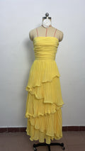 Solid-color Strapless Waist-cinching Tiered Pleated Dress by Ricaloux